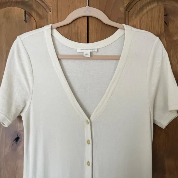 Nordstrom Treasure and Bond Button Front Rib Dress (ivory dove-large) - Picture 3 of 6